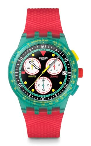 Swatch Chrono 42 Unisex Casual Polymer Quartz Waterproof Watch Swatch NEON Emerald Chrono