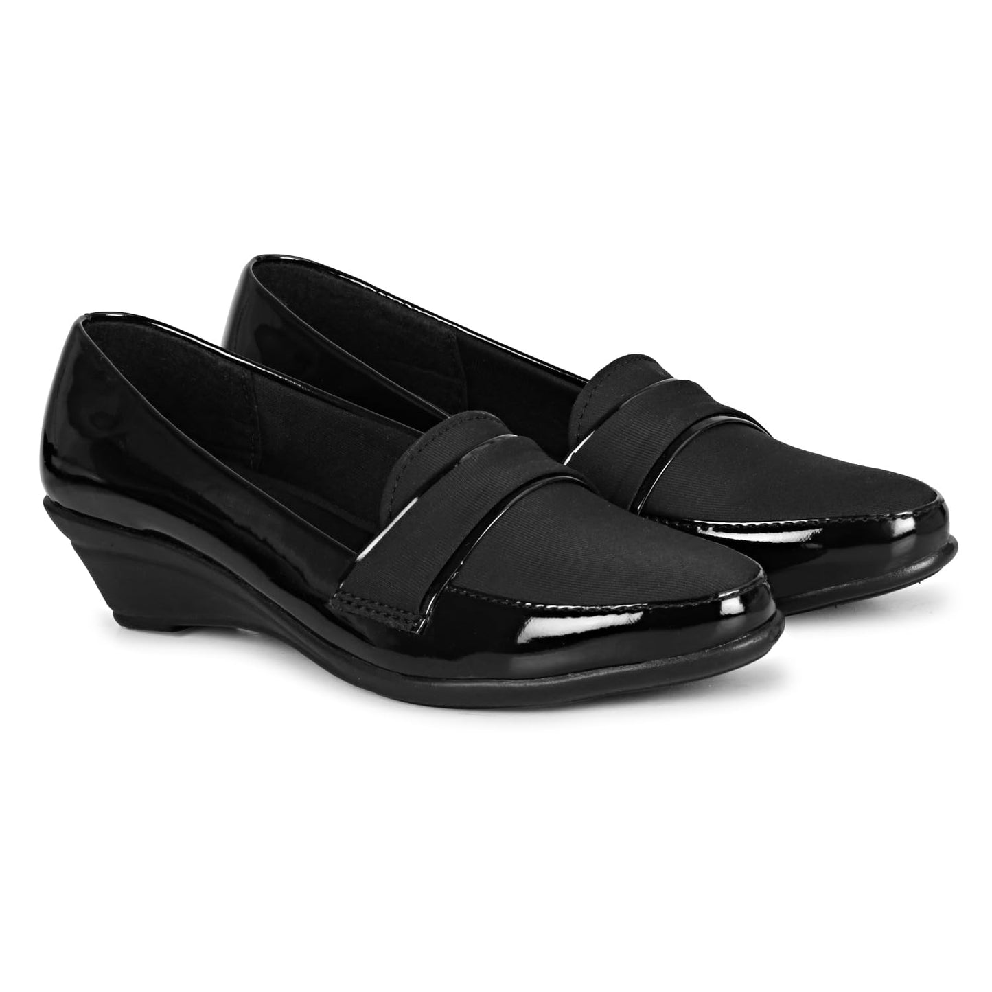 Anita Sarees Women's Slip-On Wedge Heels Ballerina Shoes for Casual, Office, Party and Office Bellies Formal Shoes for Women and Girls, 1 Pair (Black)