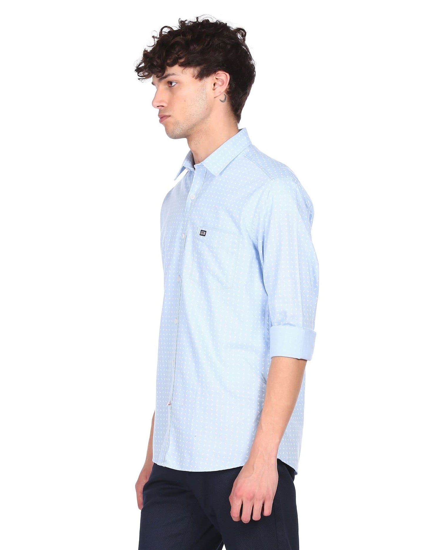 Arrow Men's Slim Shirt (ASACSH4014_Light Blue 38)