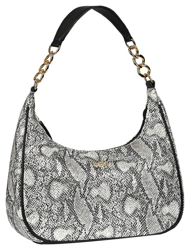 eske Ryanne, the Hobo Shoulder Bag | Python-Textured Vegan Leather | Stylish Chain Strap | Zip Closure with External Pocket | 1 Main Compartment + 3 Interior Pockets | Trendy Compact Purse