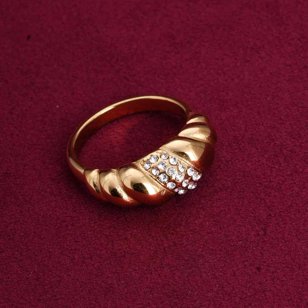 PALMONAS Zirconia Croissant Gold Ring for Womens - Waterproof & Anti-Tarnish