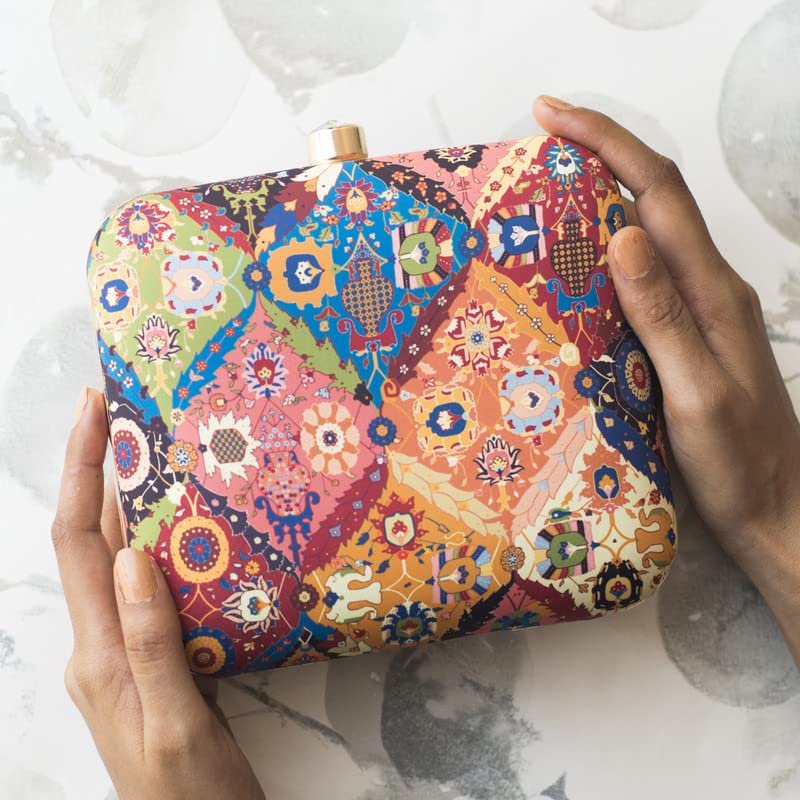 Artklim Multicolor Mosaic Pattern Print Clutch