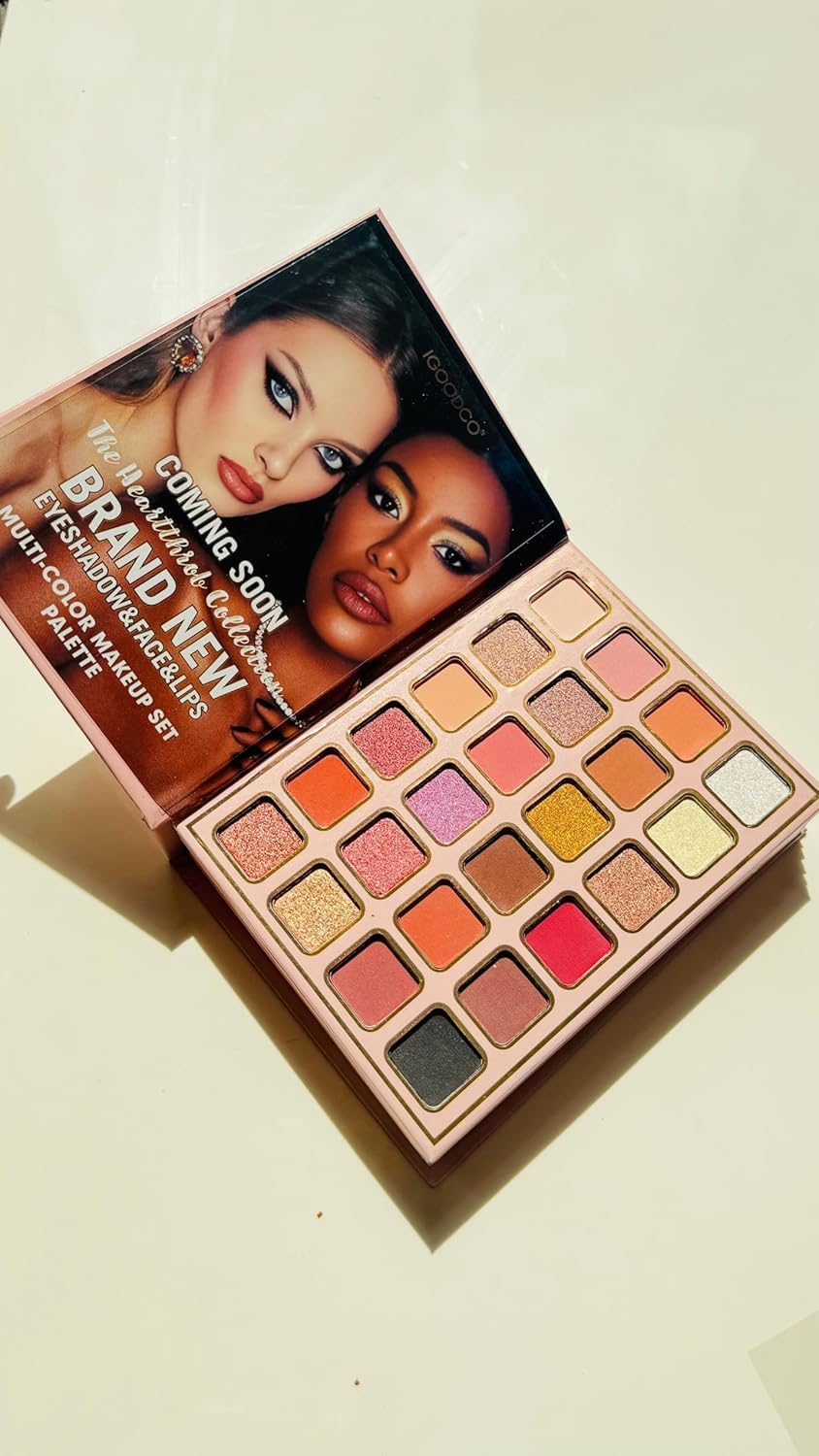 MagicHuda 5 In 1 Makeup Book Kit Highlighter Blush Contour Lip Eyebrow Palette (Glitter And Matte) Eyeshadow Palette All In One Makeup Kit.