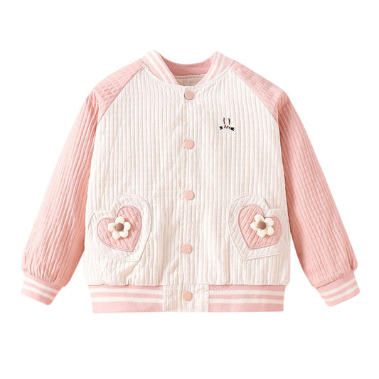 Hopscotch Girls Polyester Waist Length Jackets in White Color For Ages 3-4 Years