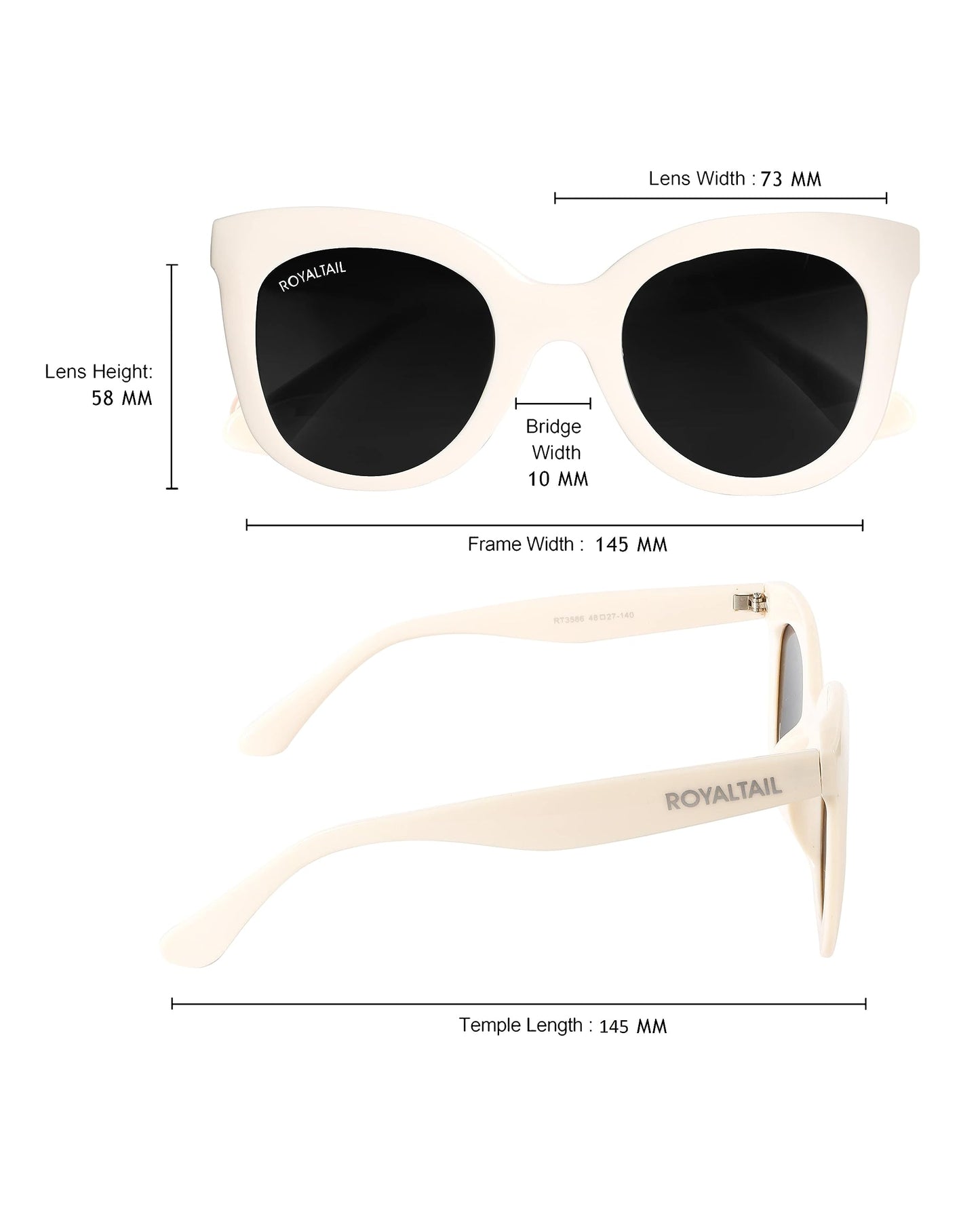Royaltail Oval Shape Sunglasses Black Frame & Black Glass Unisex 100% UV Protected | For Men & Women | For Protection, Safety, Party, Styling
