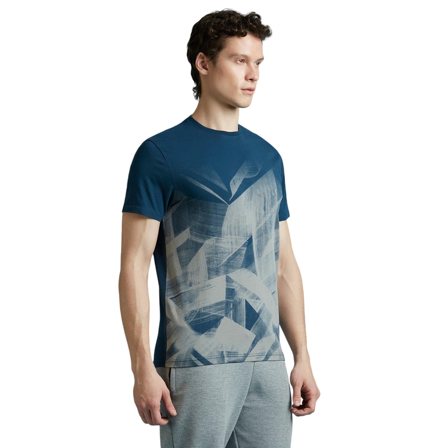 Teal Abstract Print Short Sleeved T-Shirt