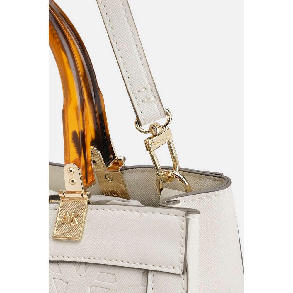 Anne Klein Faux Leather Zipper Closure Women's Satchel Bag (Grey, XL)