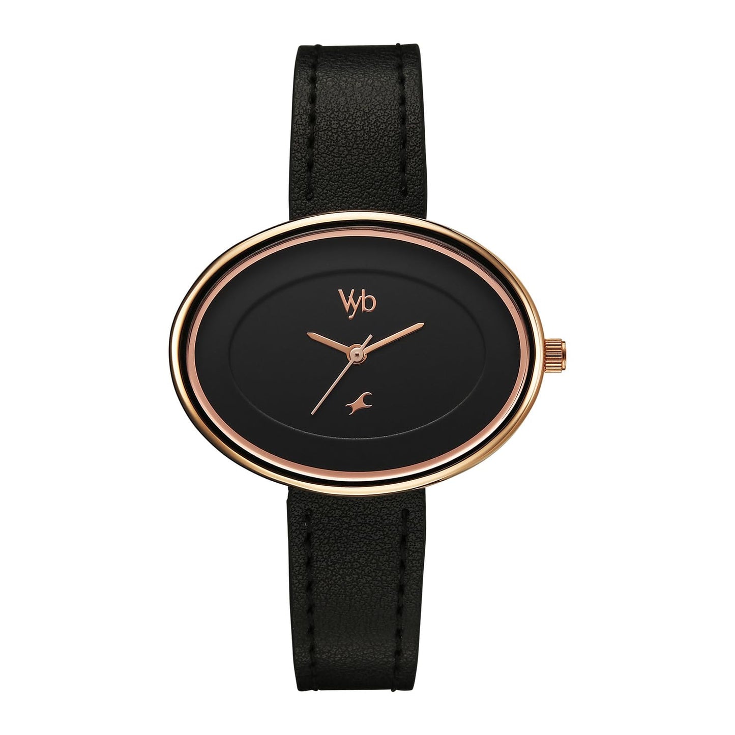 Fastrack Vyb Mirage Quartz Analog Black Dial Black Split Leather Strap Watch for Women - FV60103WL01W