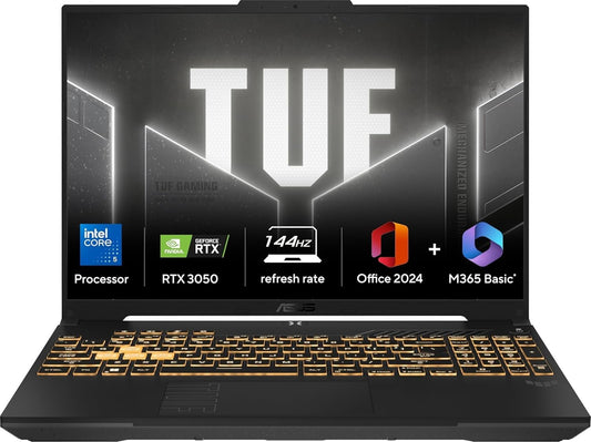 ASUS TUF Gaming F16,Intel Core 5 Processor 210H,14thGen Gaming Laptop(RTX 3050-6GB/65WTGP/16GB/512GB/FHD+/16"/144Hz/Windows 11/M365 Basic(1Year)*/Office 2024/Mecha Gray/2.20 Kg) FX607VJB-RL179WS