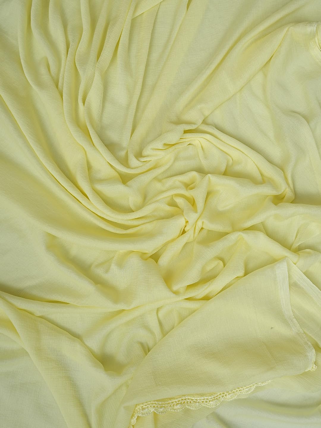 Ada Hand Embroidered Lucknowi Chikankari Unstitched Muslin Dress Material Suit Piece with Dupatta for Women 01A773428 Lemon