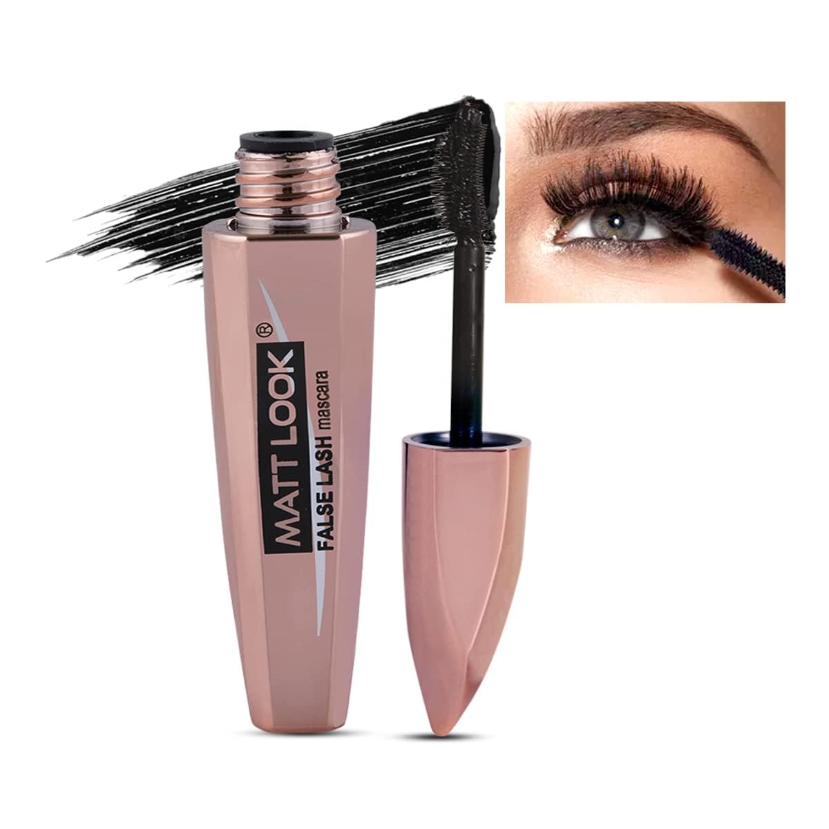 MATT LOOK Eye Makeup Curl & Volume Waterproof False Lash Mascara, Black (12ml)