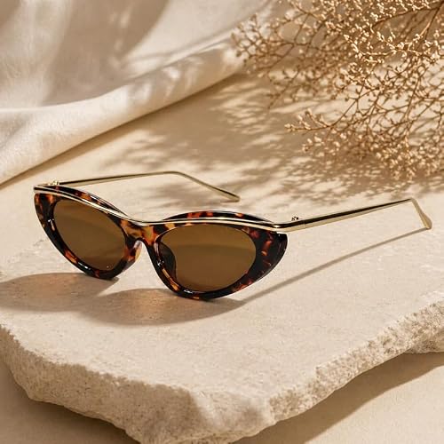 Luxury Trendy Cat Eye Sunglasses for Women | Stylish UV Protected Fashion Sunglasses | Lightweight Designer Shades for Driving, Travel, Beach & Outdoor Wear (DA brown)
