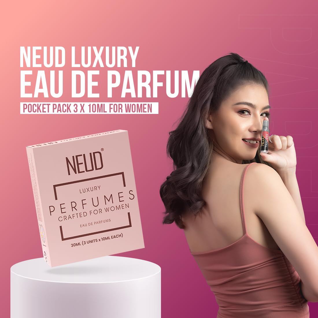 NEUD Luxury Perfume Gift Set 3 x 10 ml for Women, Long Lasting Fragrance, Travel Friendly EDP Perfume Kit, Birthday Gift for Girlfriend, Pocket Friendly