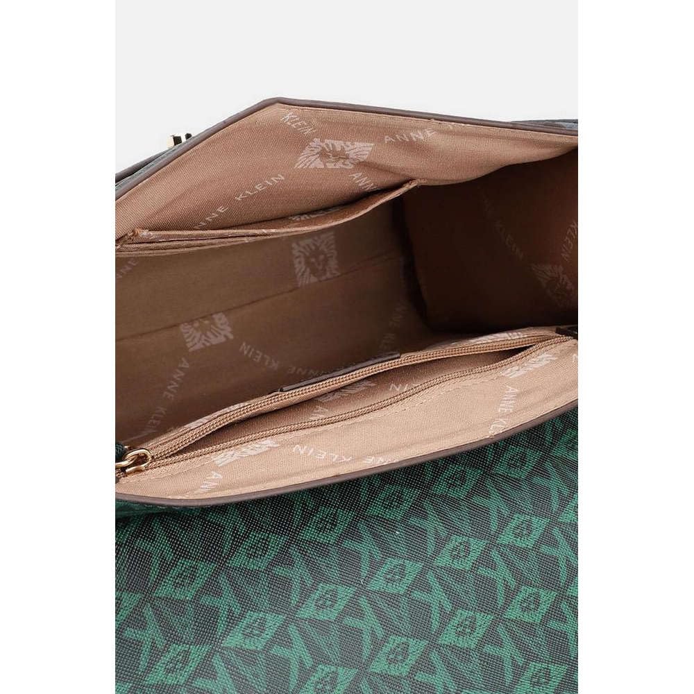 Anne Klein Solid Faux Leather Zipper Closure Women's Satchel Bag (Green, XL)