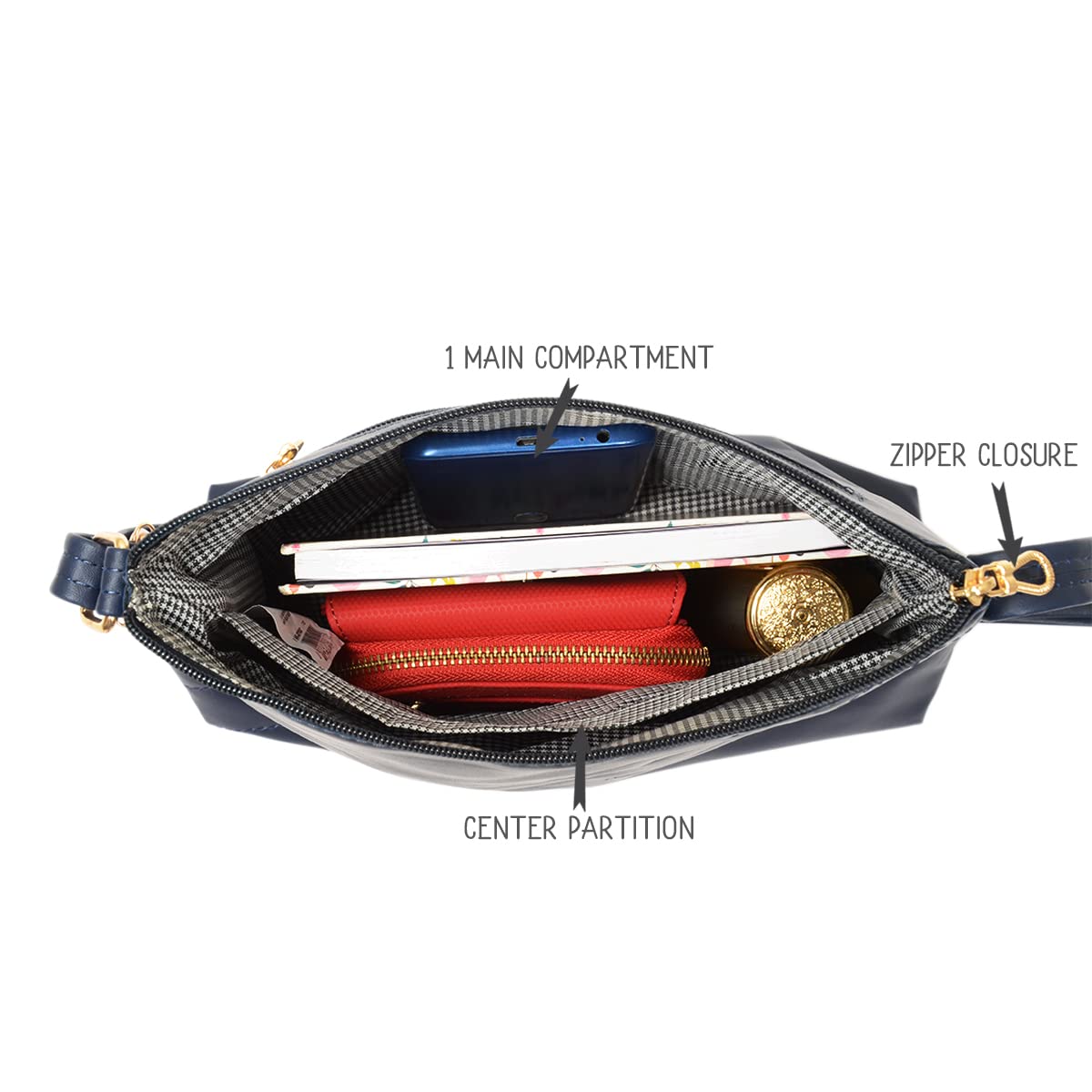 Baggit Women Blue Small Size Sling Bag | Ladies Stylish Casual Cross Body Purse Handbag