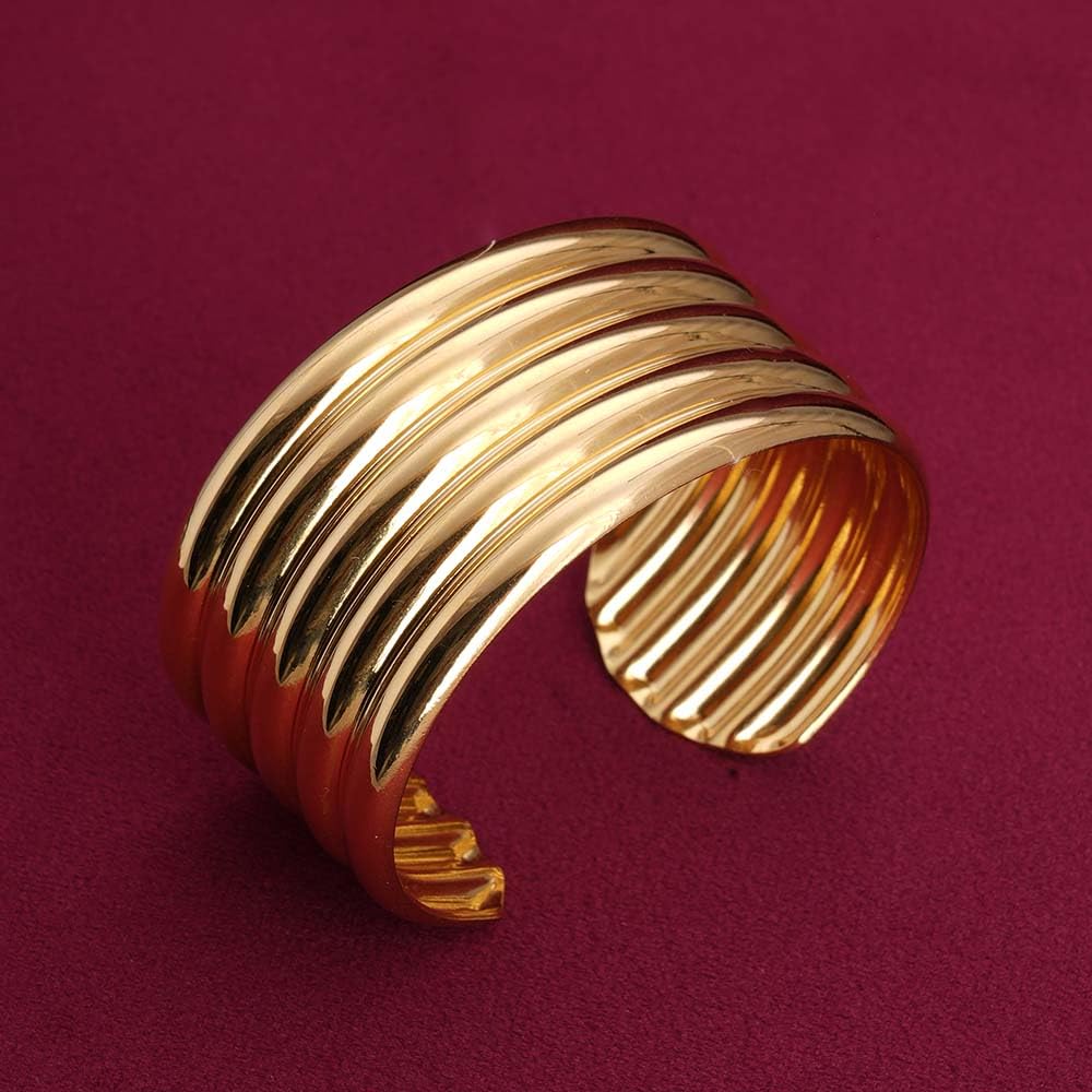 PALMONAS Golden Stack Cuff Bracelet for Women - Gift for Girls & Women | Waterproof & Anti-Tarnish Bracelet