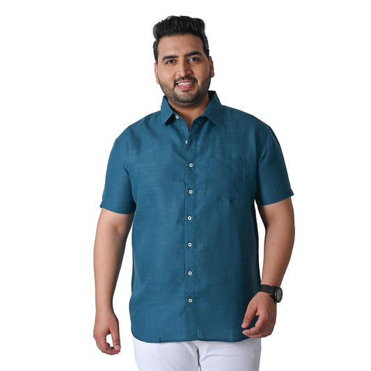 Bigbanana Plus Size Men's Regular Fit Solid Shirt (Britain-Teal,Teal,5XL)