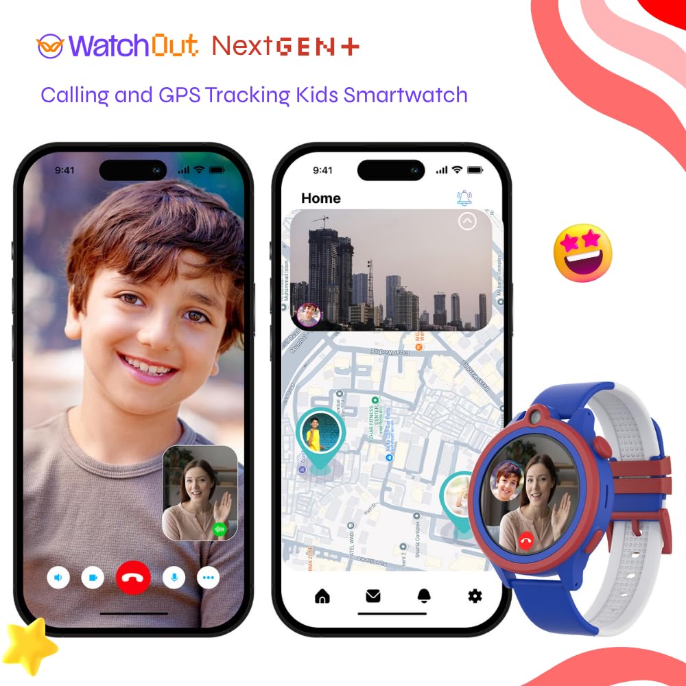 WatchOut Next-Gen+ Kids Smartwatch Phone with GPS, Fever Alert, Heart Rate, Video Call, SOS, Safe Zone, Class Lock, AirTag, Free SIM Card, Best Gift, Boys, Girls, Age 3-13, Shark Tank (Captain Blue)