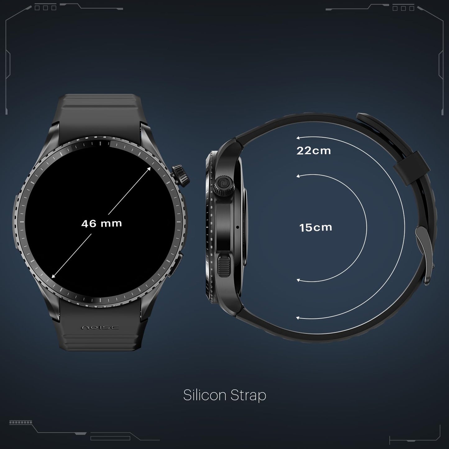 Noise Origin Smart Watch Smoothest UI Experience (New Nebula UI) & EN 1 Processor, 1.46” ApexVision AMOLED Display, Stainless Steel, Contour-Cut Design, Fitness Age, Fast Charging (Jet Black)