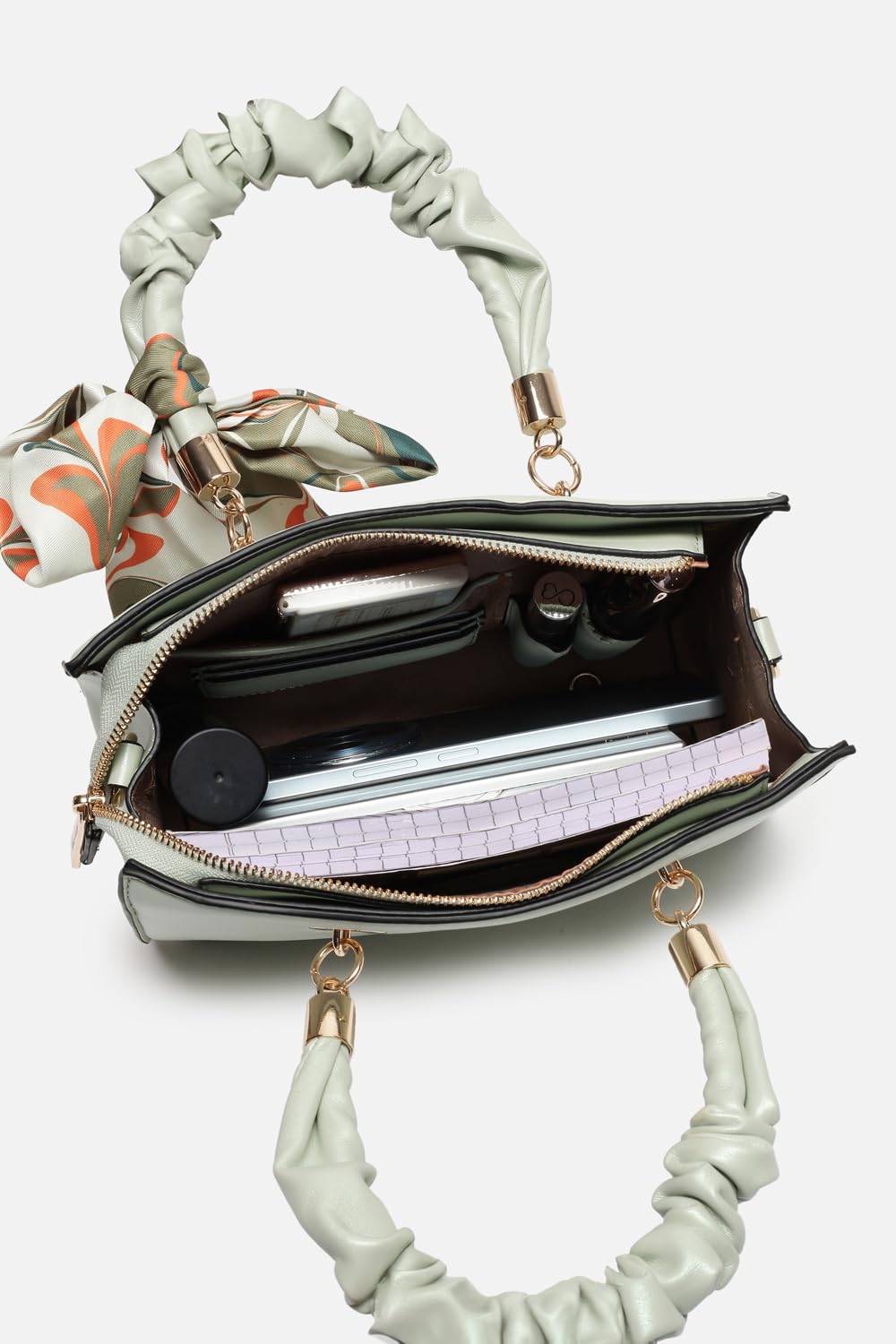 Allen Solly Women Solid Scrunchie Handle Satchel
