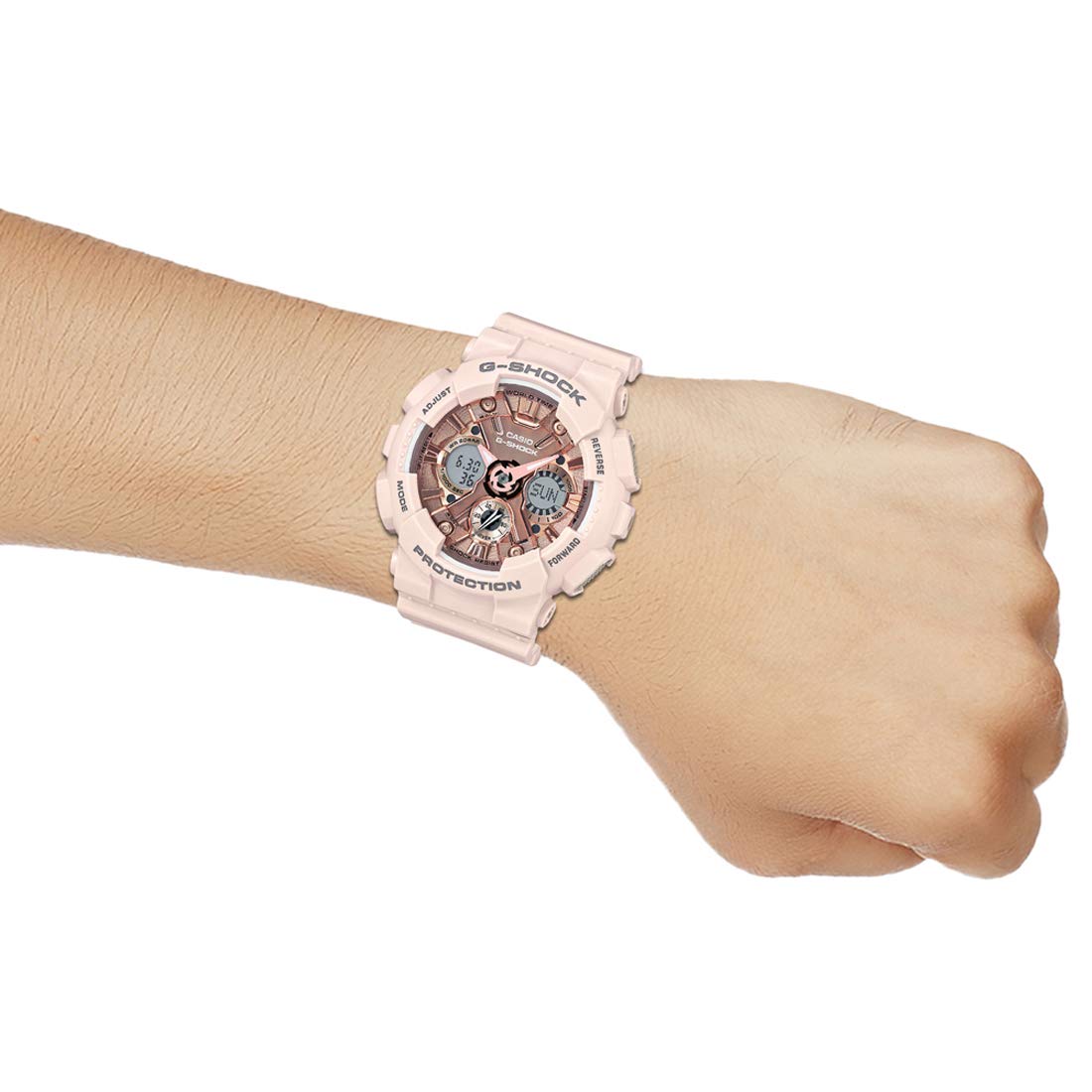 Casio G-Shock GMA-S120MF-4ADR Analog-Digital Rose Gold Dial Women Watch Rose Gold Resin Strap (G732)
