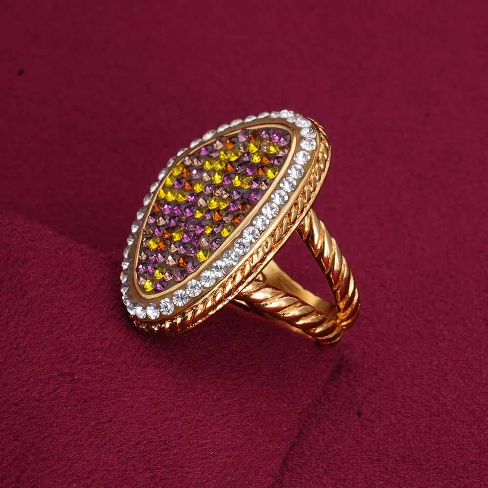 PALMONAS Sparkling Stardust Gold Ring for Womens - Waterproof & Anti-Tarnish (Size-8)