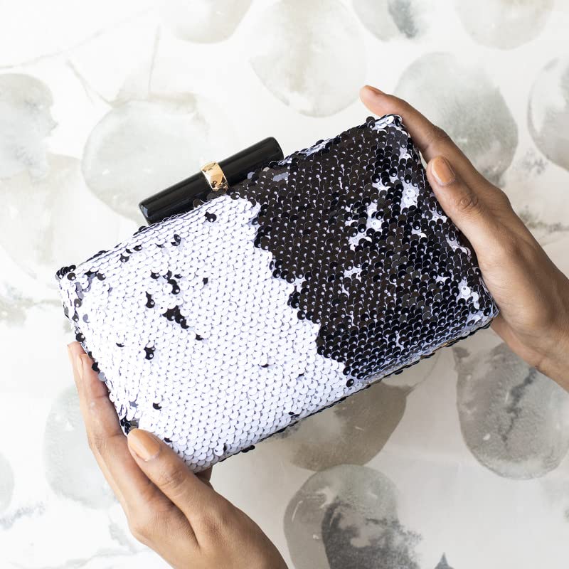 Half Silver And Black Clutch