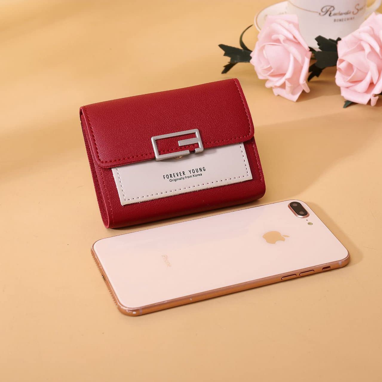 ARURA (LABEL) Tri-Fold Women’s Student Coin Bag for Women Ladies Bag Card Holder (Random Color) (Small)