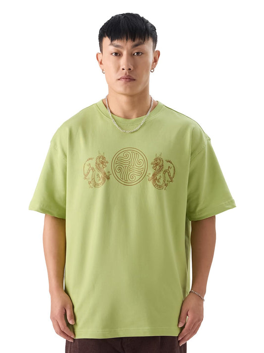 The Souled Store Avatar: Make Tea Not War Oversized T-Shirts Green