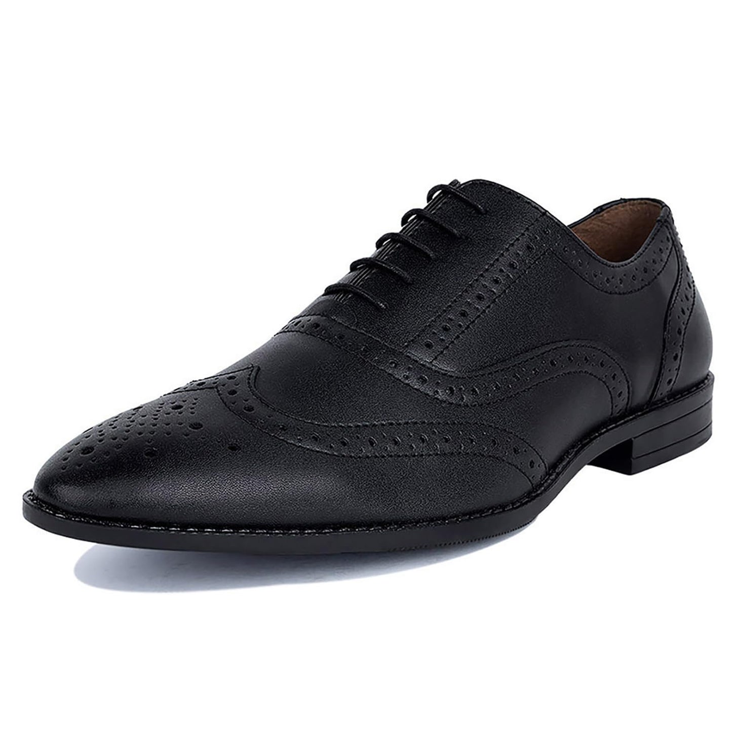 LOUIS STITCH Men's Black Wingtip Brogue Style Comfortable Formal Shoes Lace Up Shoe for Men (RGBG-) (Size- 9 UK)