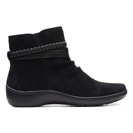 Clarks Women Cora Braidboot Black Sde Uk-7