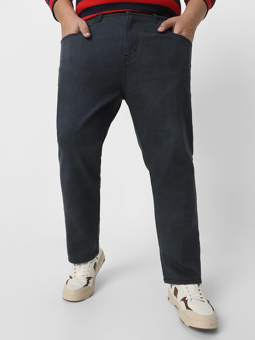 Urbano Plus Men's Dark Grey Regular Fit Solid Jeans Stretchable (plusepsjeanp-dgrey-36-01)
