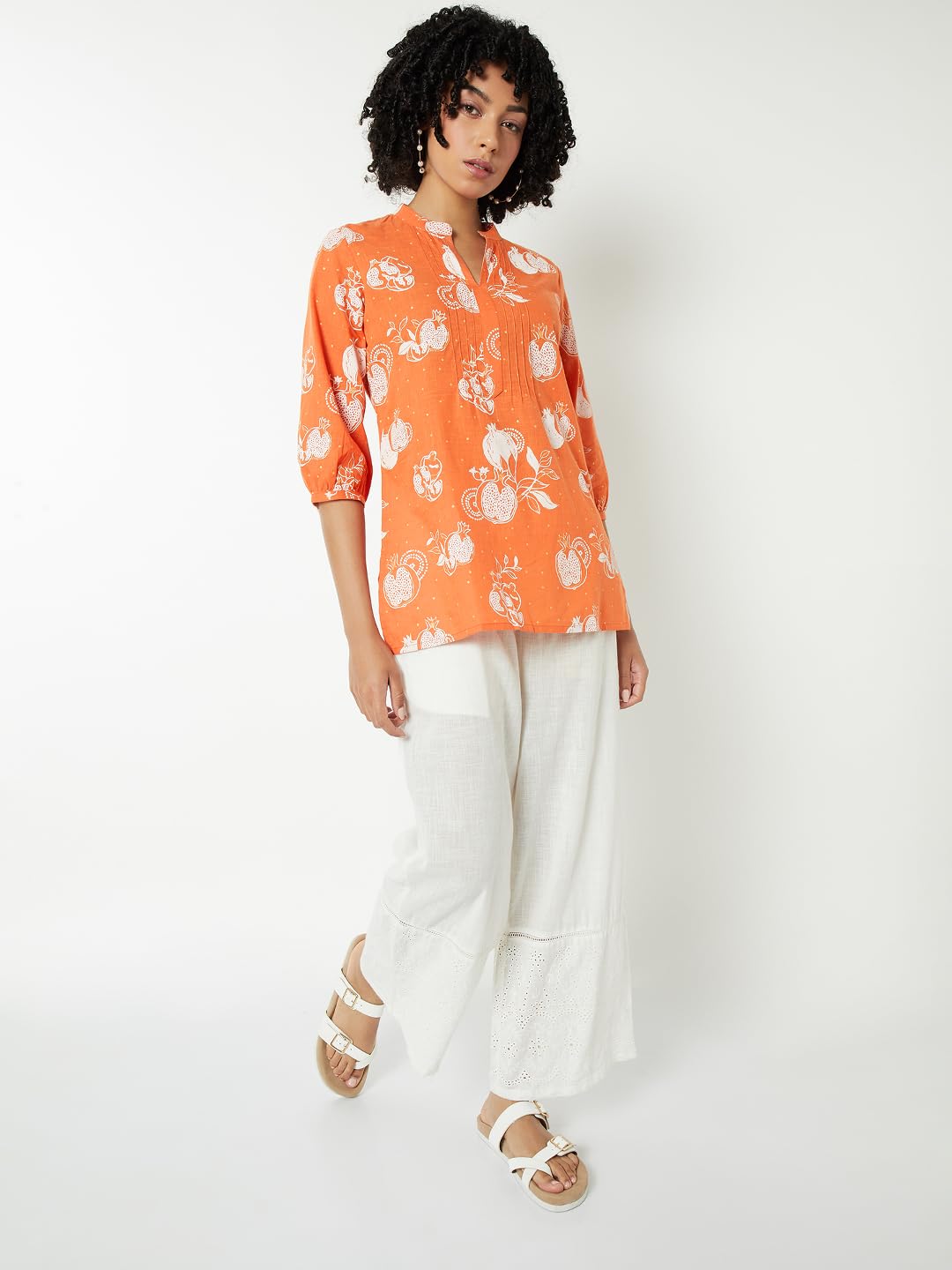 Max Women's Cotton Blend Regular Kurta (PESKFE25ST_Rust