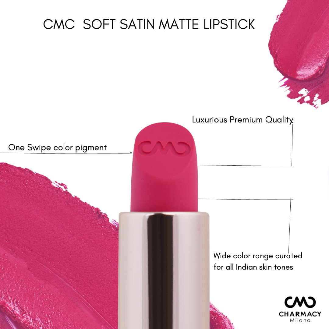 Charmacy Milano Soft Satin Matte Lipstick (Smokey Topaz) - 3.8g, High Coverage, Single Stoke, Hydrating on Lips, Matte In Texture, Glides Smoothly, Vibrant Colors, Non Toxic, Vegan, Cruelty Free