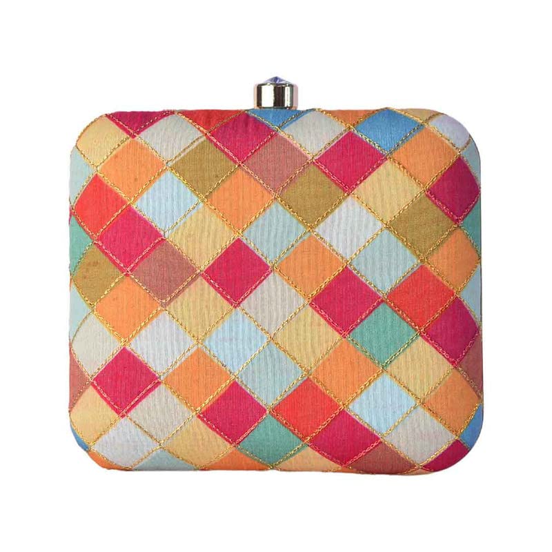 Vivid Geometric Abstract Print Clutch