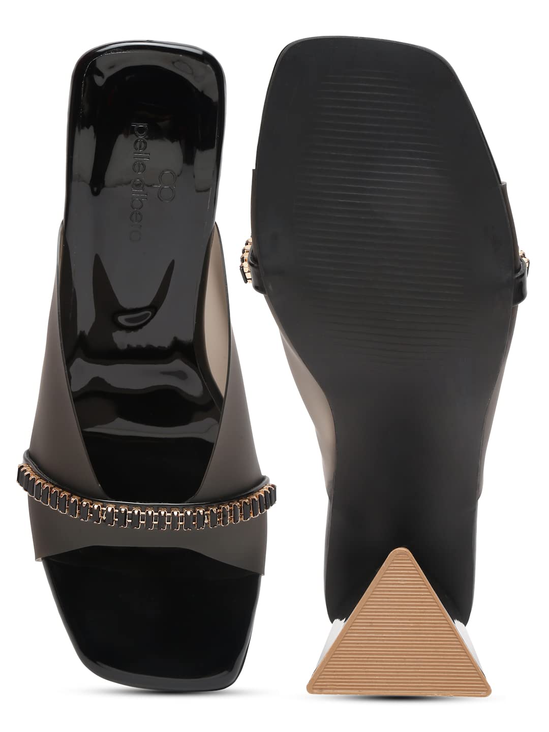 pelle albero Black Block Heel Sandal For Women (PA-PL-5128)