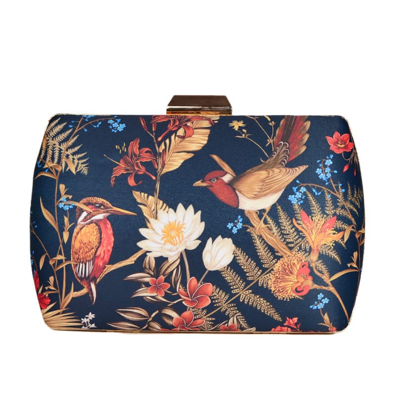 Artklim Printed Black Birds Clutch Bag