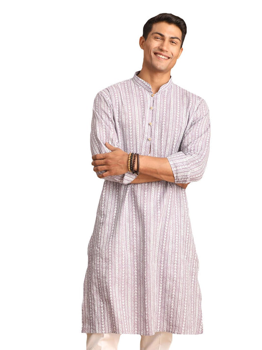 Vastramay Men's Purple Cotton Kurta_VSHVMK189PU_40
