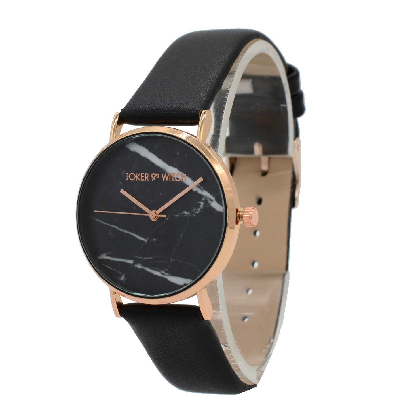 Joker & Witch Polyurethane Women Analogue Estee Black Dial Marble Analogue Watch Bracelet Set, Black Band