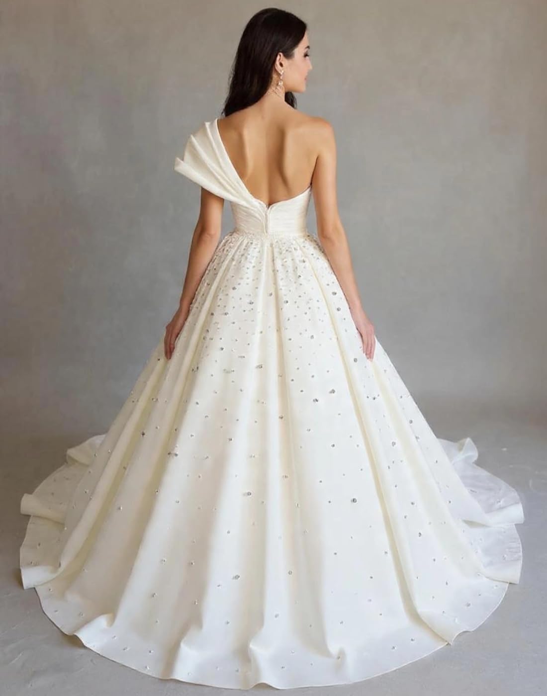 ThreadTexture Designer Pearl Embellishment Luxurious Wedding Ball Gown (in, Alpha, XS, Regular, White, Designer Shivay)