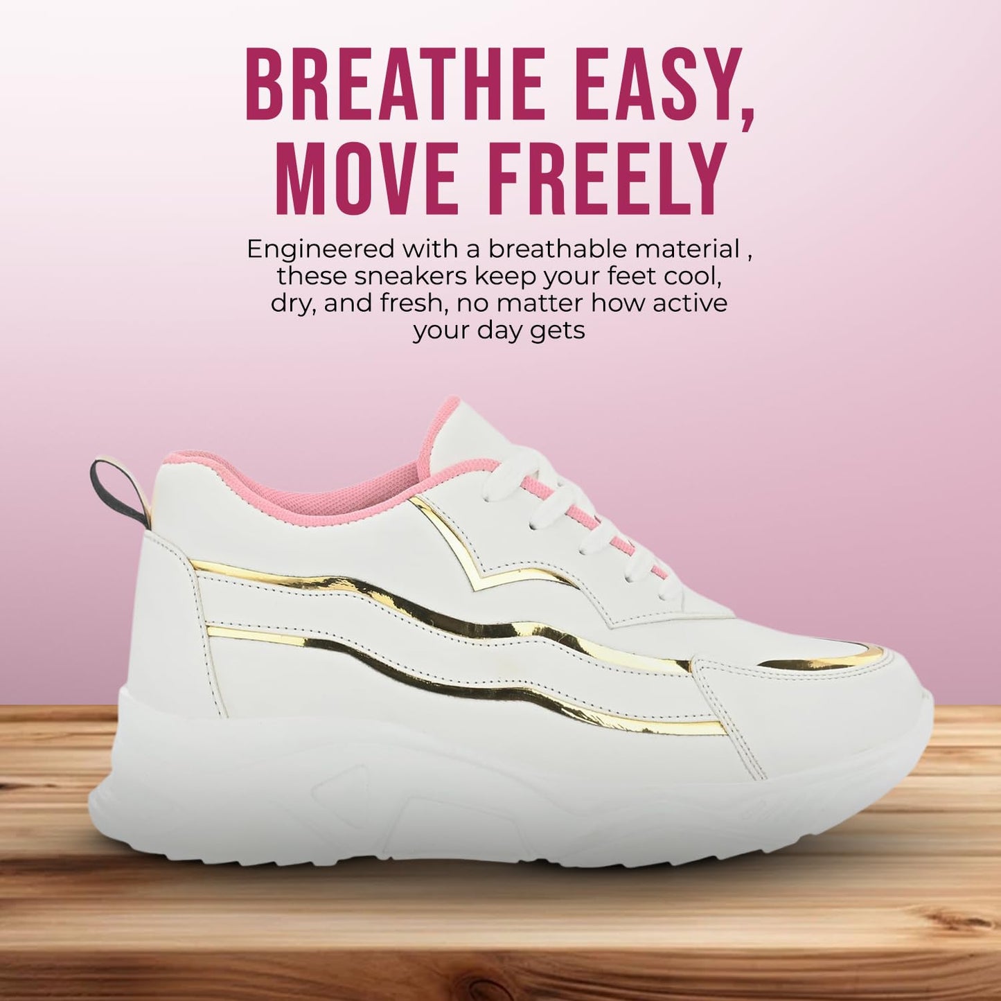 STANPHORD Women's Flare White Sneakers_3 UK (WTPRM 13009)