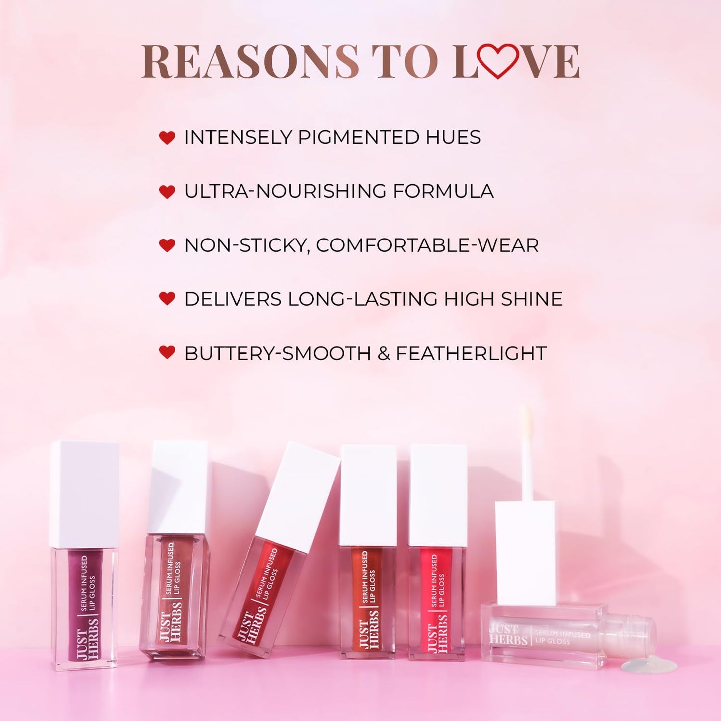 Just Herbs Serum Infused Lip Gloss for Women, Lighweight Non-Sticky High Glossy Moisturizing and Hydrating Lip Gloss 3 ml (Peachy Glow)