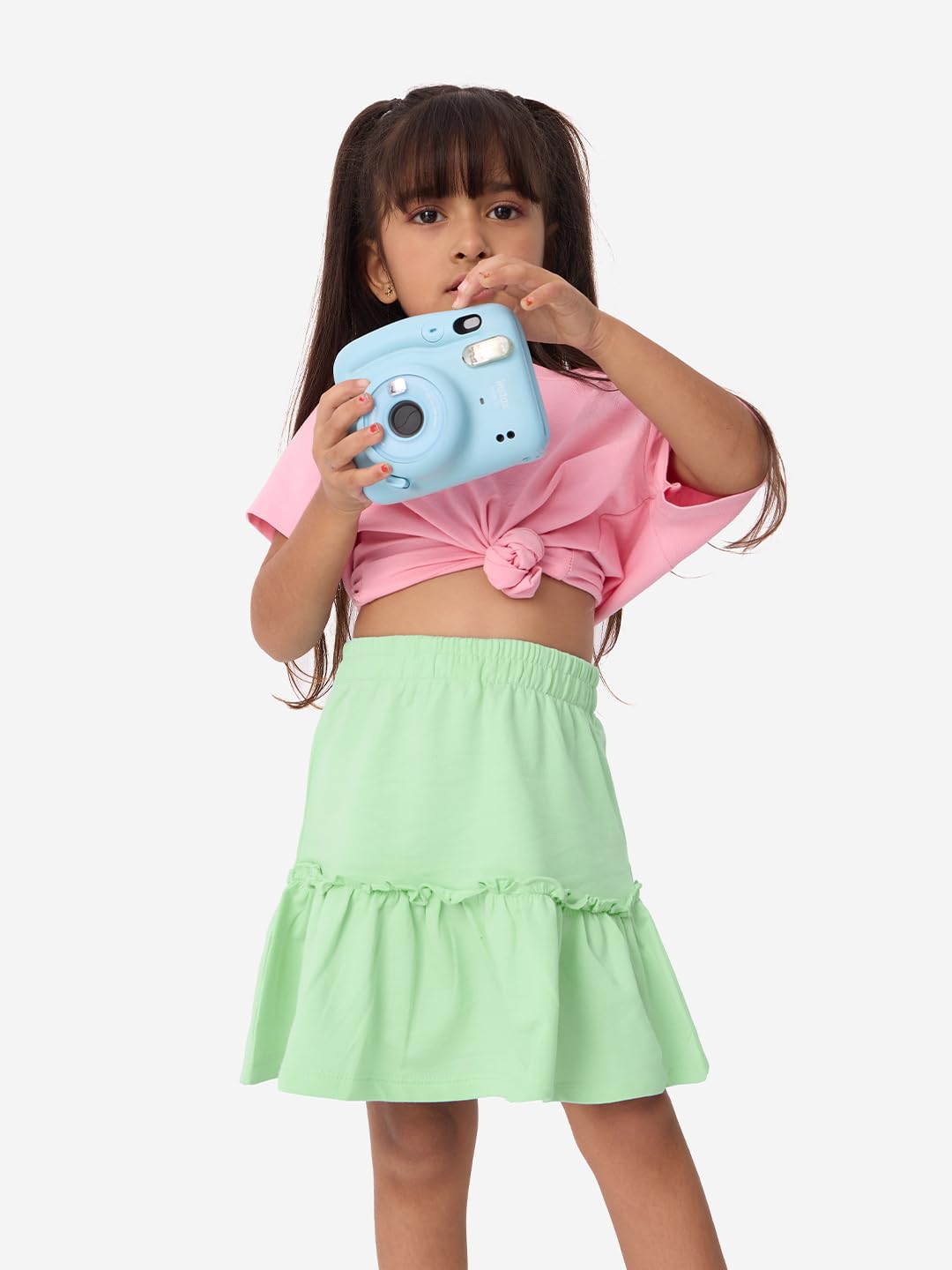 The Souled Store Solids: Mint Girls Tiered Skirts for Girls