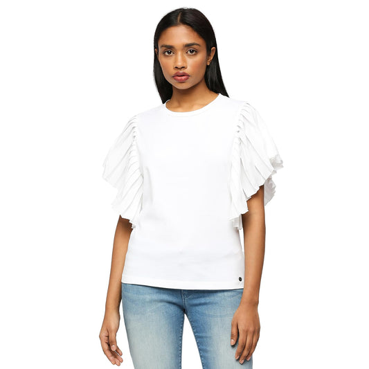 Pepe Jeans Women's Regular Fit Solid T-Shirts