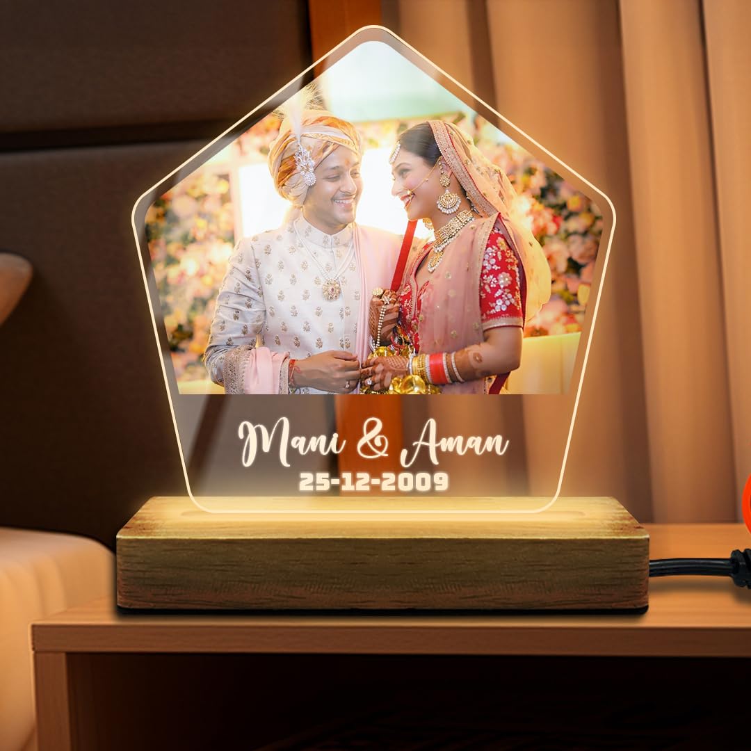 Fashionury LED Photo Lamp, Customized Anniversary Gift for Couples, Husband, Wife, Wedding, Birthday, Valentine's Day (Precious Love)