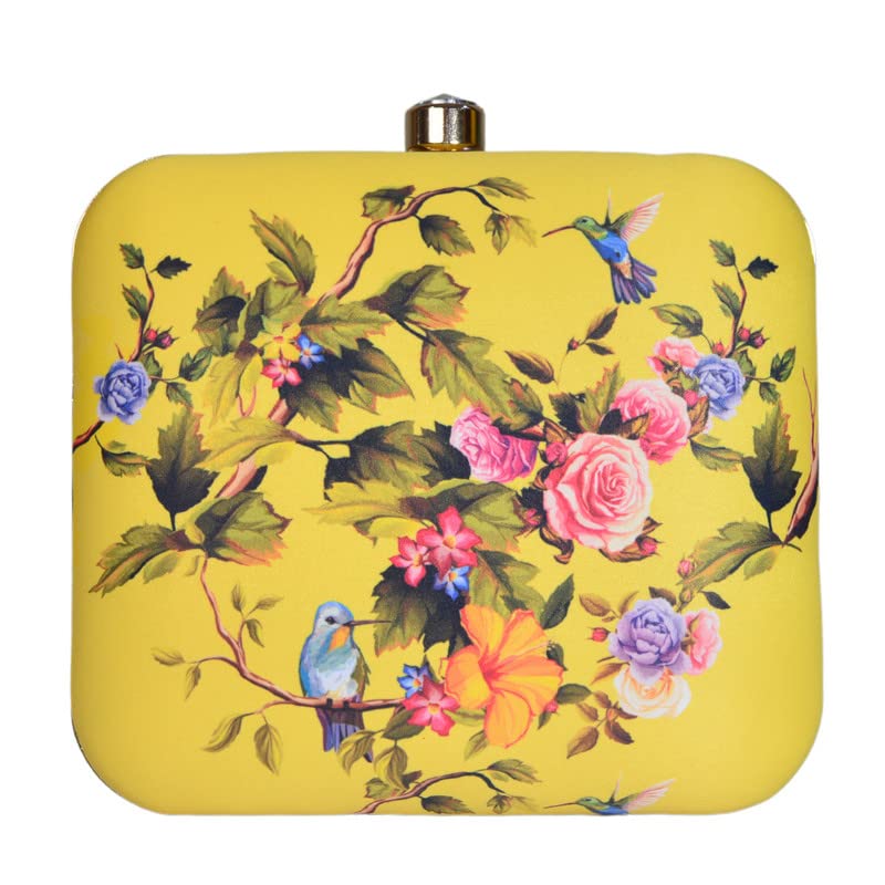 Artklim Printed Yellow Birds Clutch