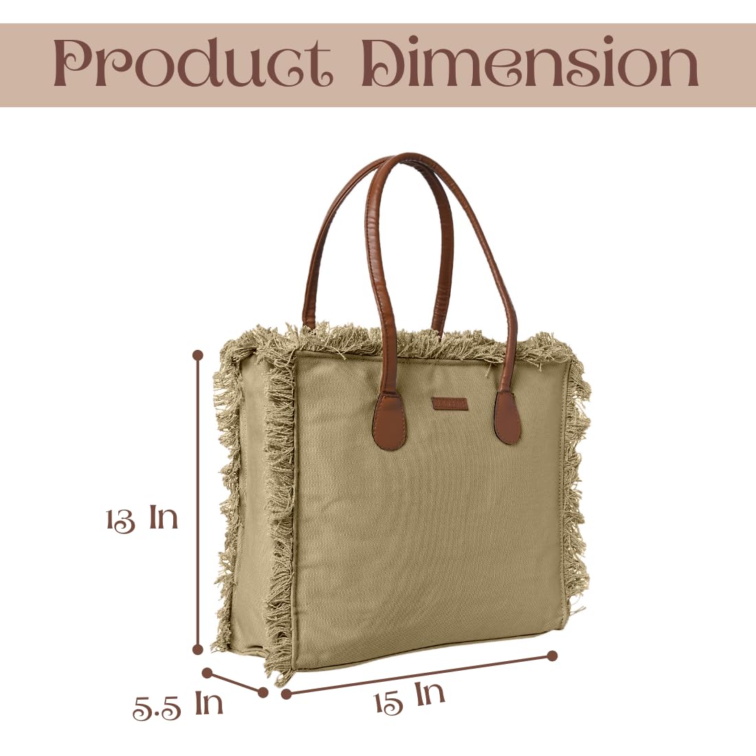 ENSAC Premium Cotton Tote Bag for Women, Stylish Handbag for women with Zip Closure | Fit for Office Bag, College, Travel Use | Handcrafted in India (Cutwork-tote-big) (Mehndi-Green)