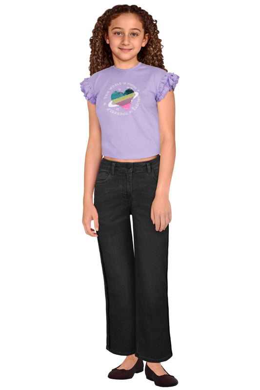 Allen Solly Girl's Regular Fit T-Shirt (AGKCERGFC43479_Purple