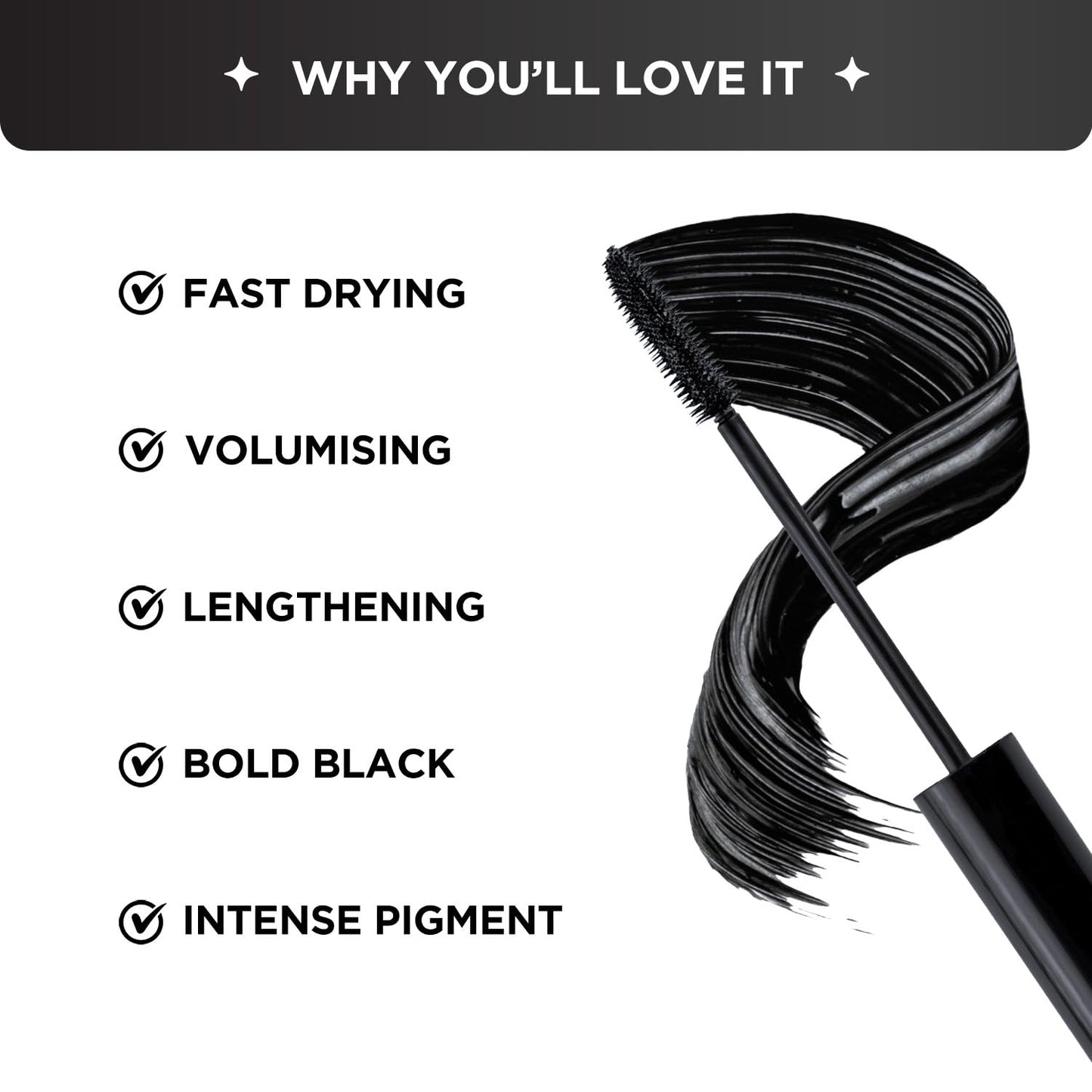 BELLAVITA Intense Drama Waterproof Mascara 8ml | Lengthening & Volumizing Mascara | Curl Lock Formula | Smudge-Proof | Waterproof | Jet Black
