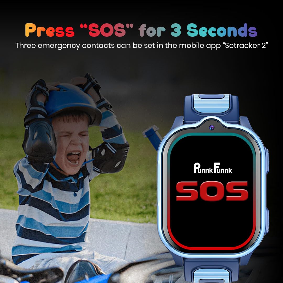PunnkFunnk TrackNova 4G/5G Kids Smart Watch | HD Video Call | Live GPS Tracking | App Control | Safe Zone & SOS | Games | Family Chat | 800mAh Long Battery | FaceLock | Safety Watch for Kids - (Blue)